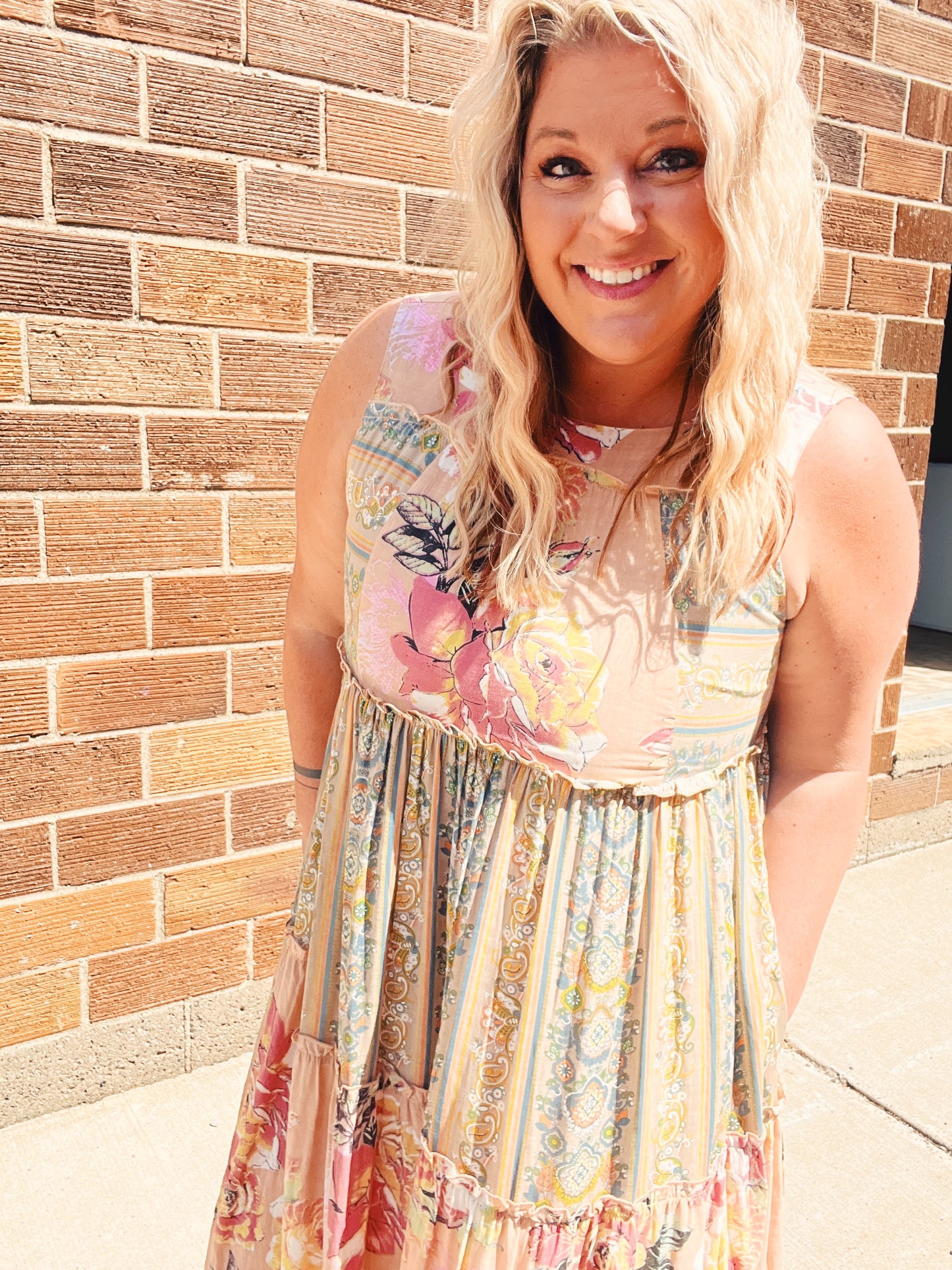 Boho Mixed Print Maxi Dress