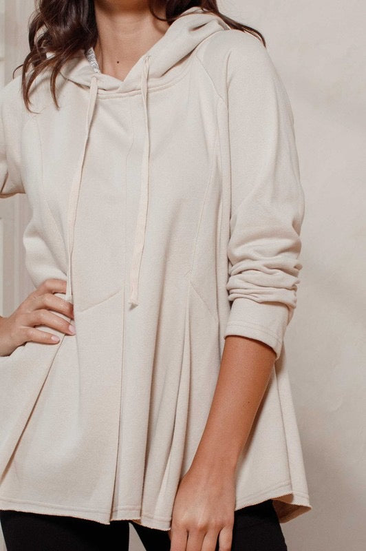 Pleated Oatmeal Hoodie