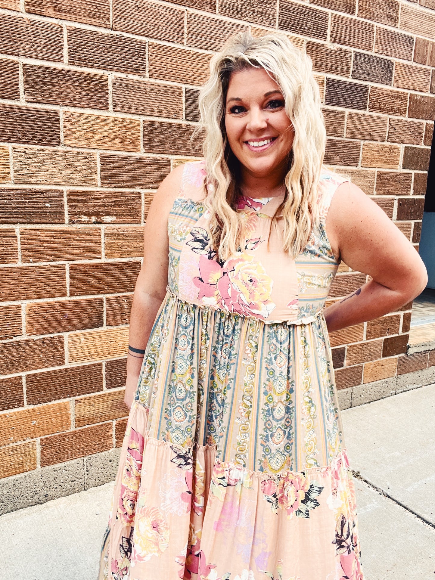 Boho Mixed Print Maxi Dress