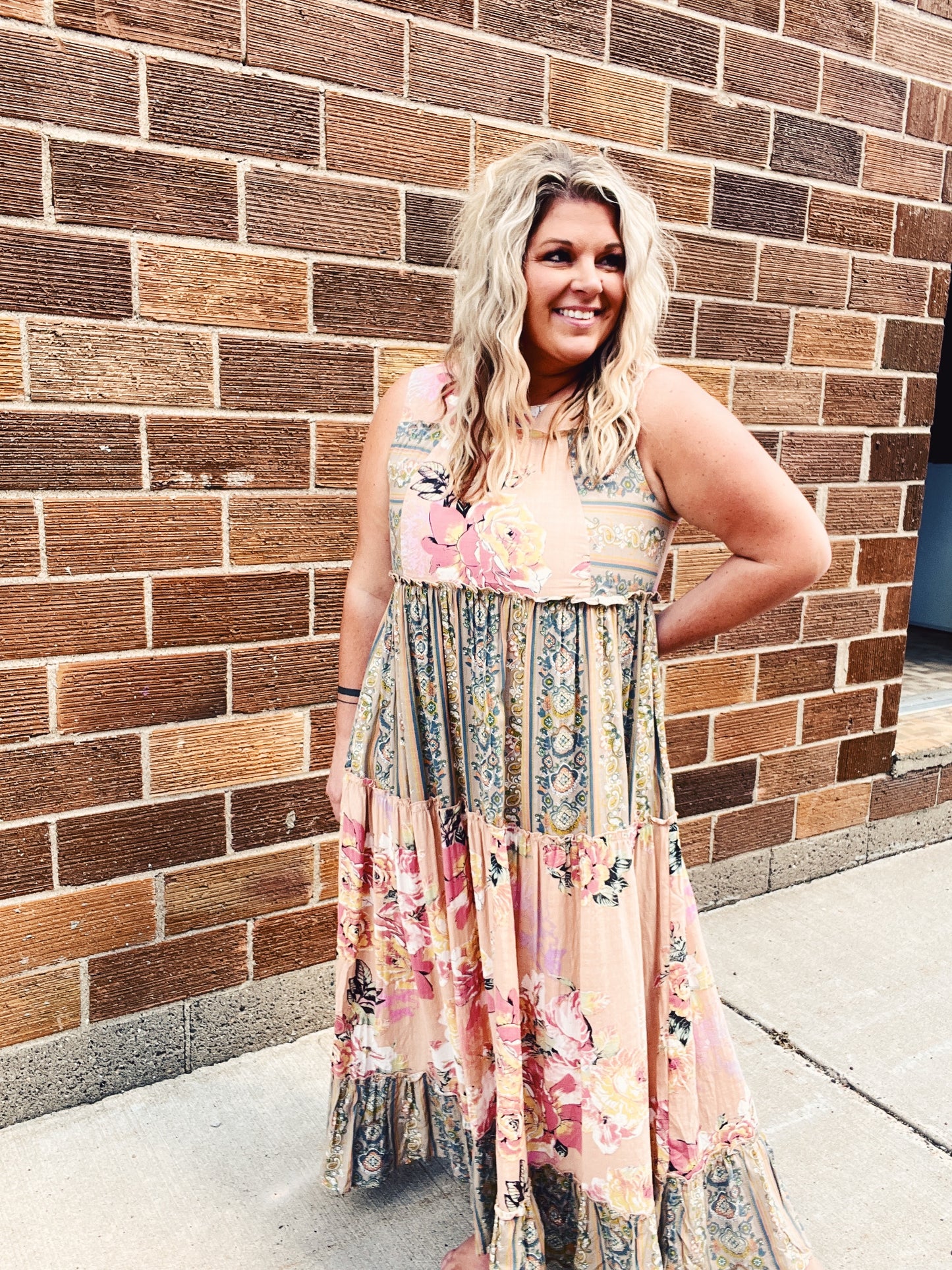 Boho Mixed Print Maxi Dress