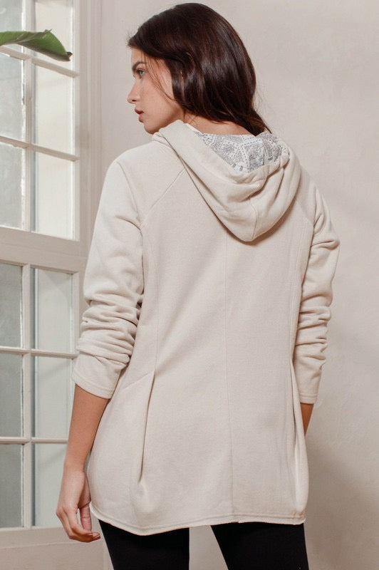 Pleated Oatmeal Hoodie