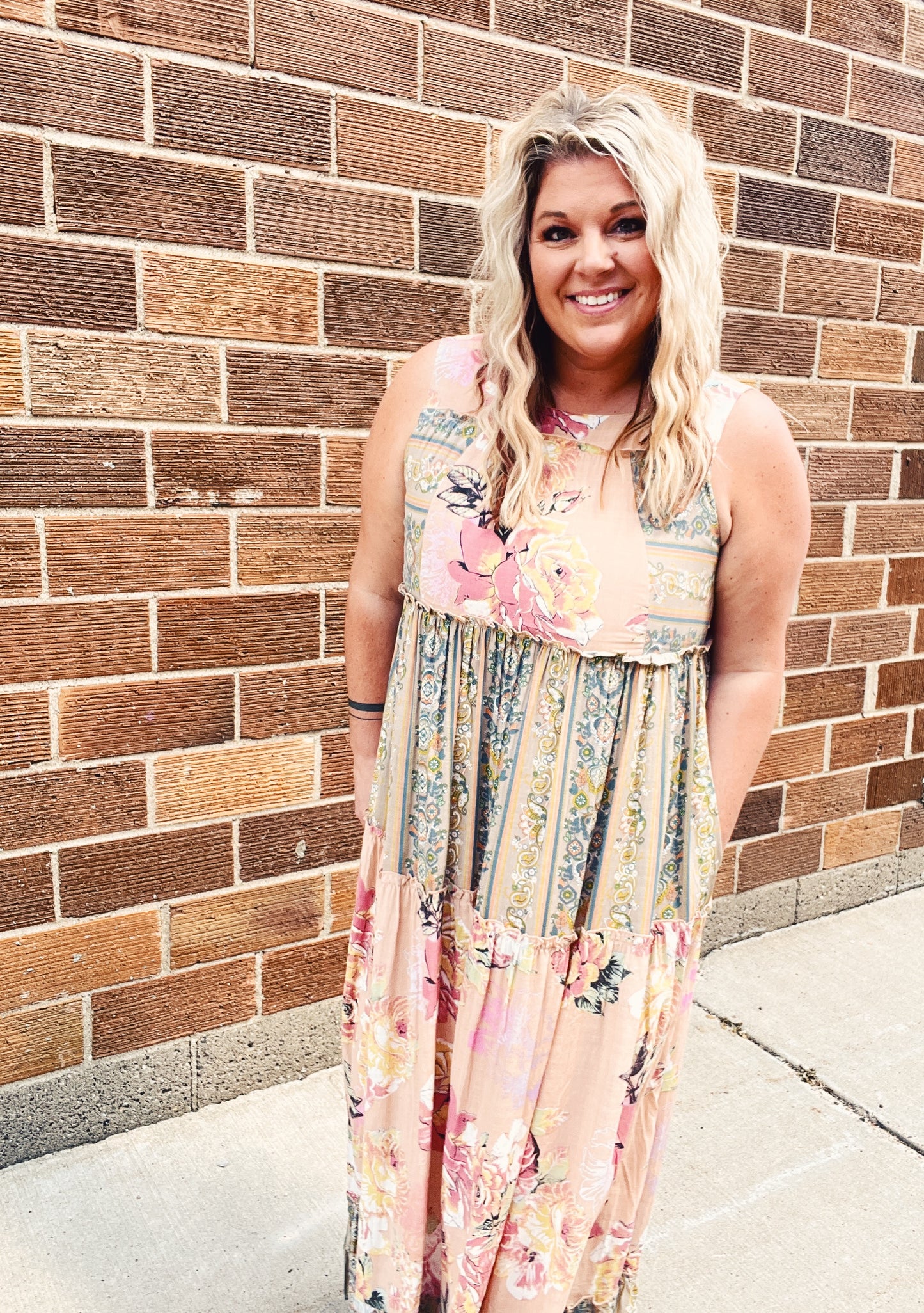 Boho Mixed Print Maxi Dress