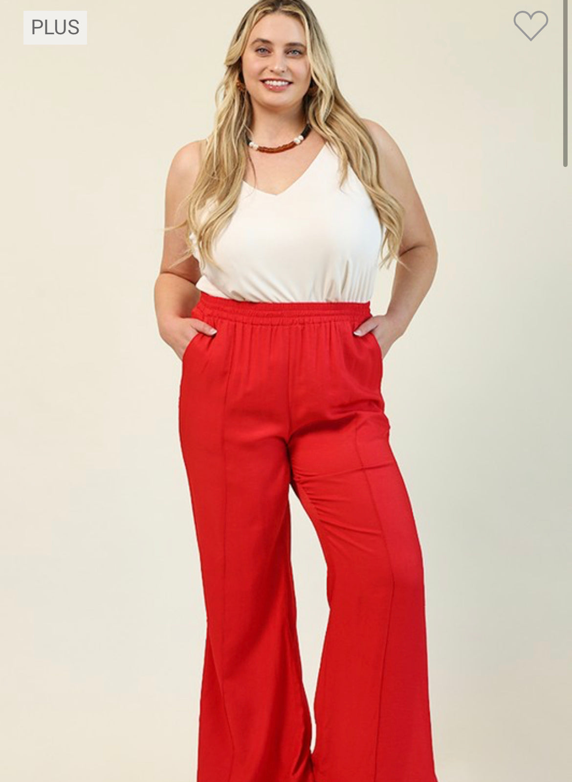 Curvy Red Wide Leg Pants