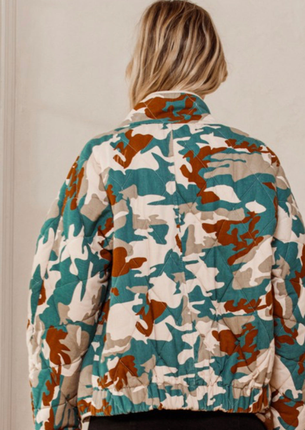 Teal Camo Quilted Jacket