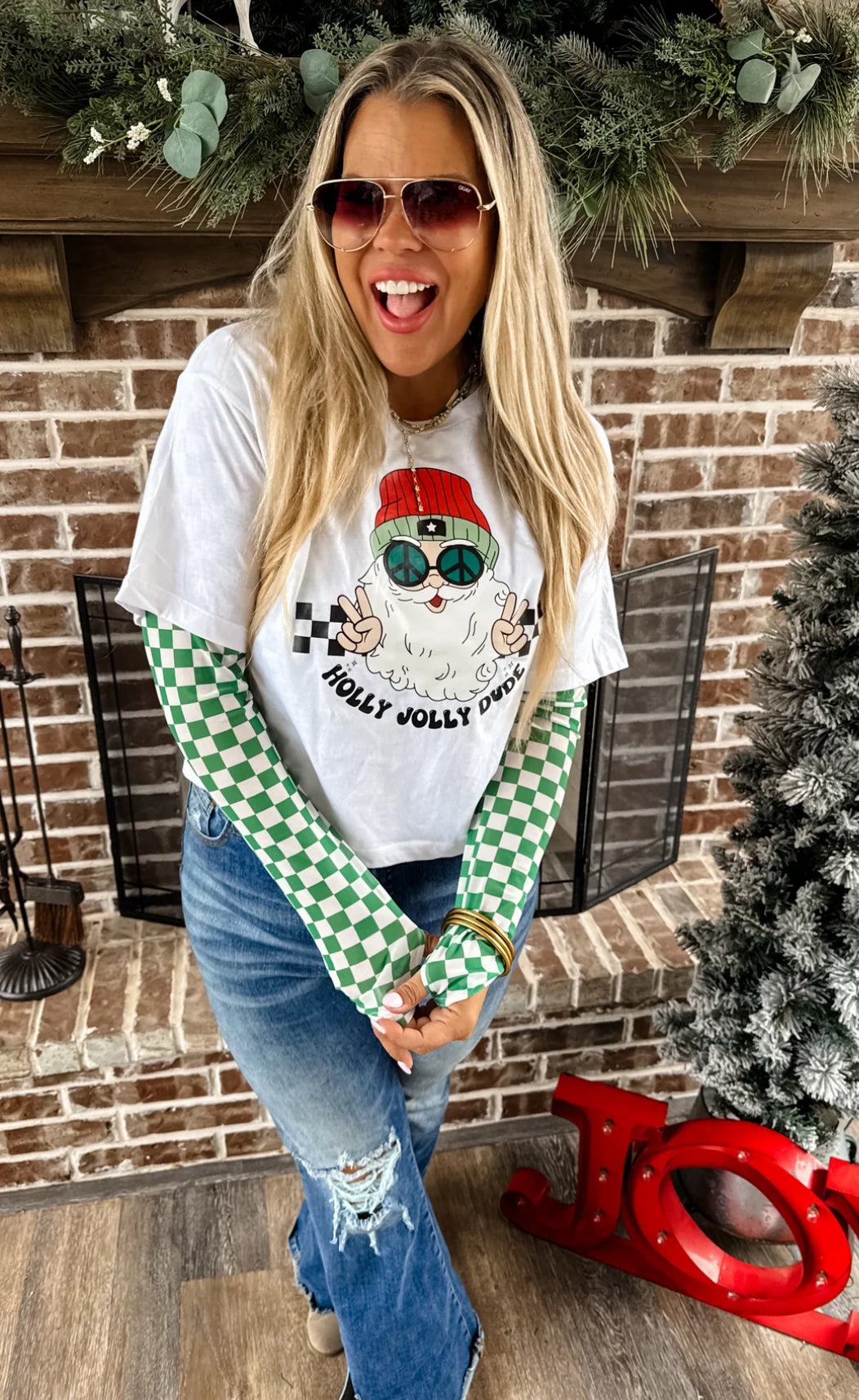 Green Check Mesh Top by BLAKELEY