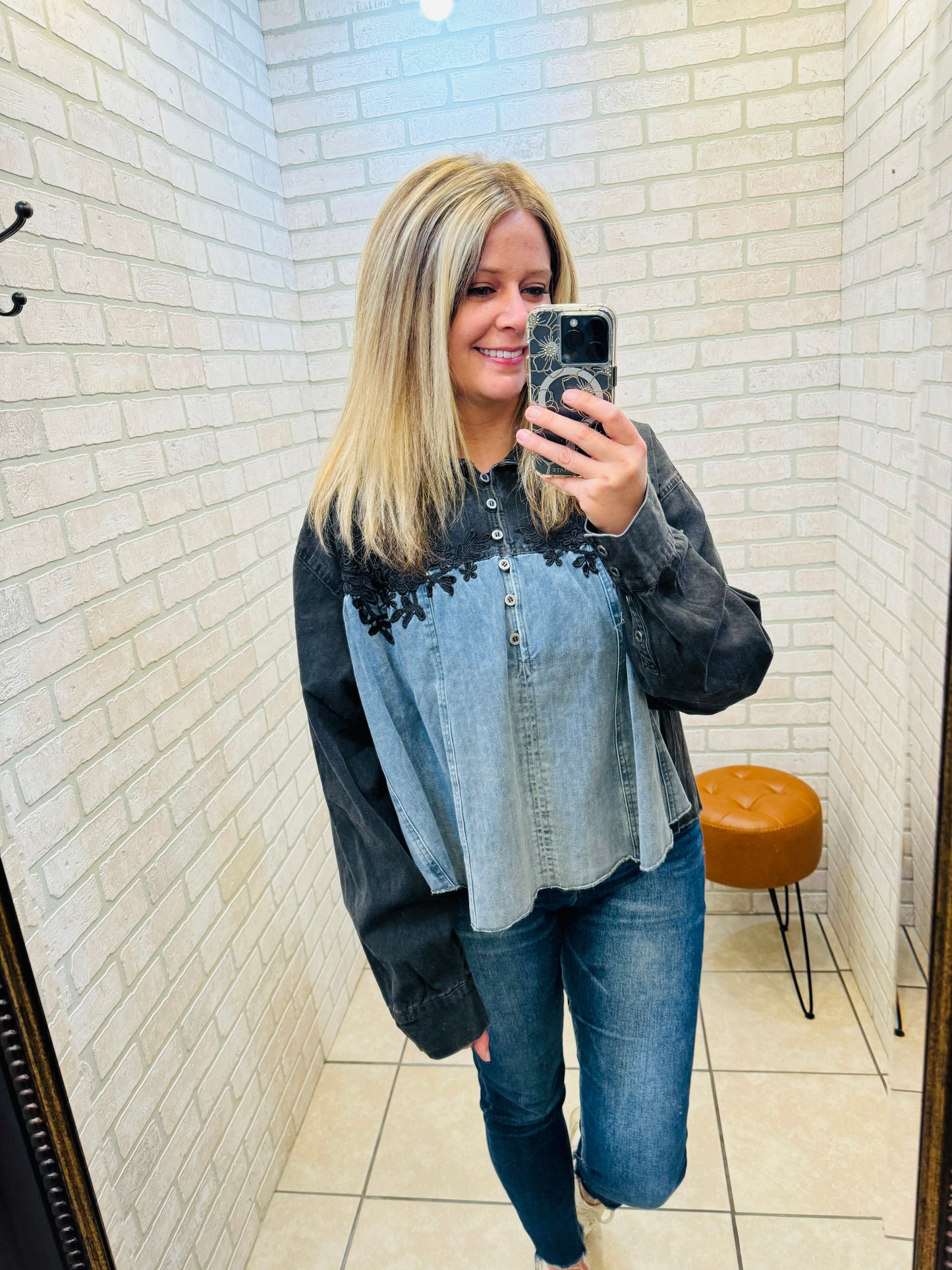 Mixed Denim Top