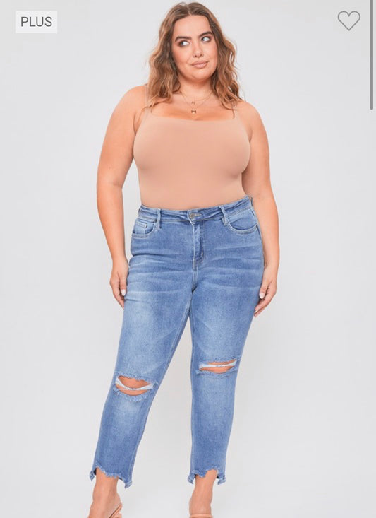 Curvy Slim Straight Ankle Jeans