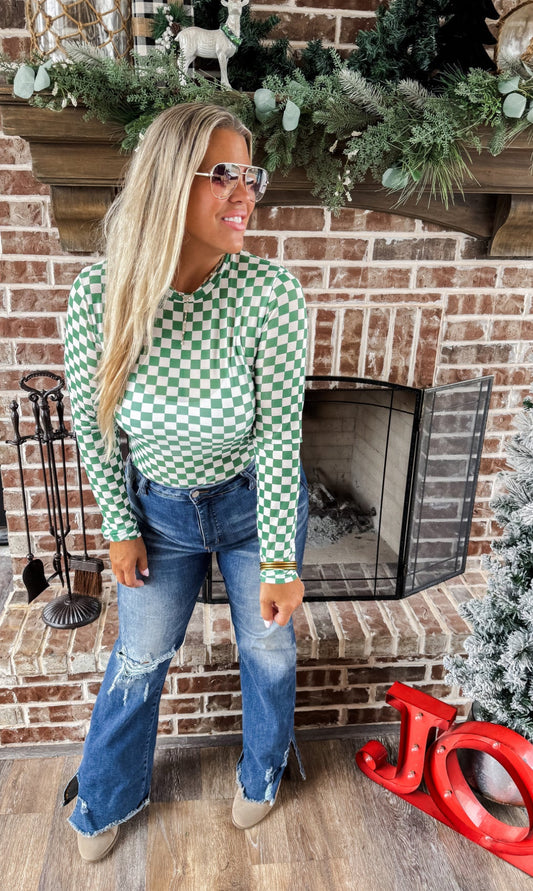 Green Check Mesh Top by BLAKELEY