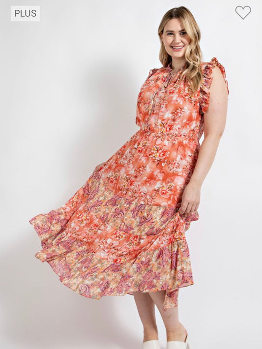 Curvy Floral Tiered Sun Dress