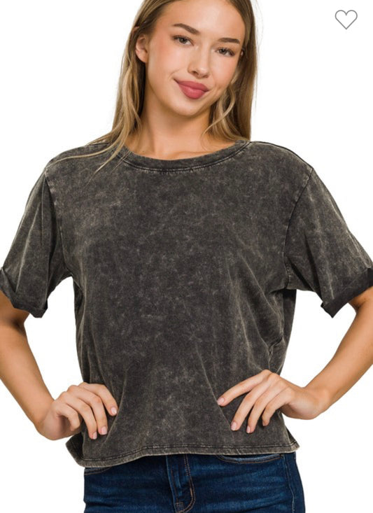 Acid Wash Cropped tee