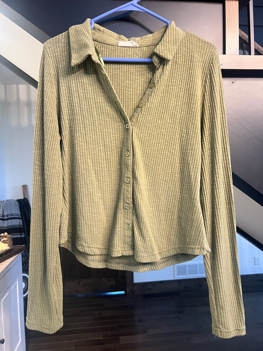 Green button down Top