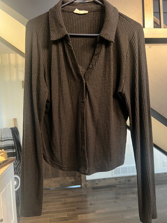 Knit button down top